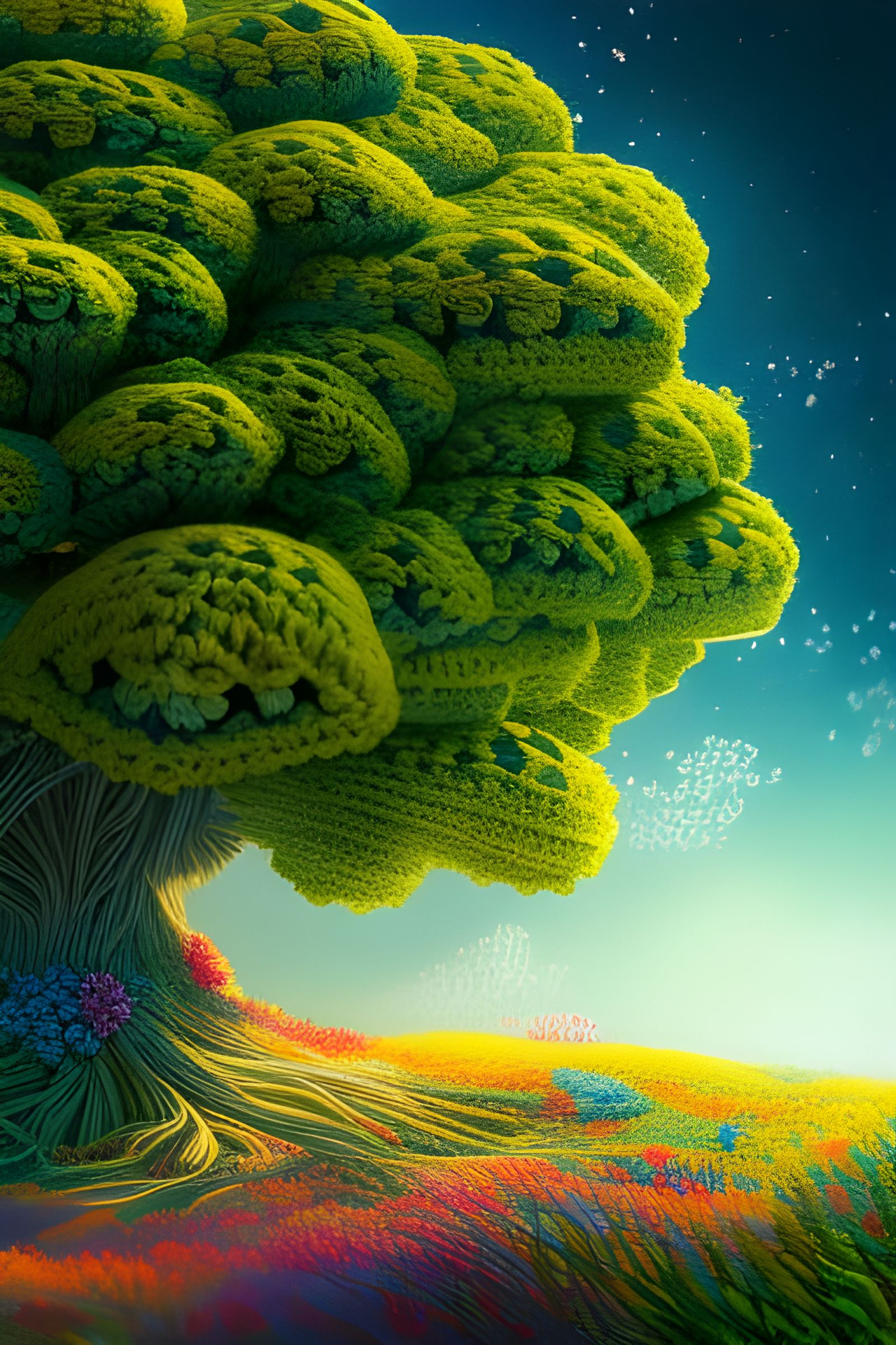 Crochet Tree and Knitted Flowers in Pastel Colors