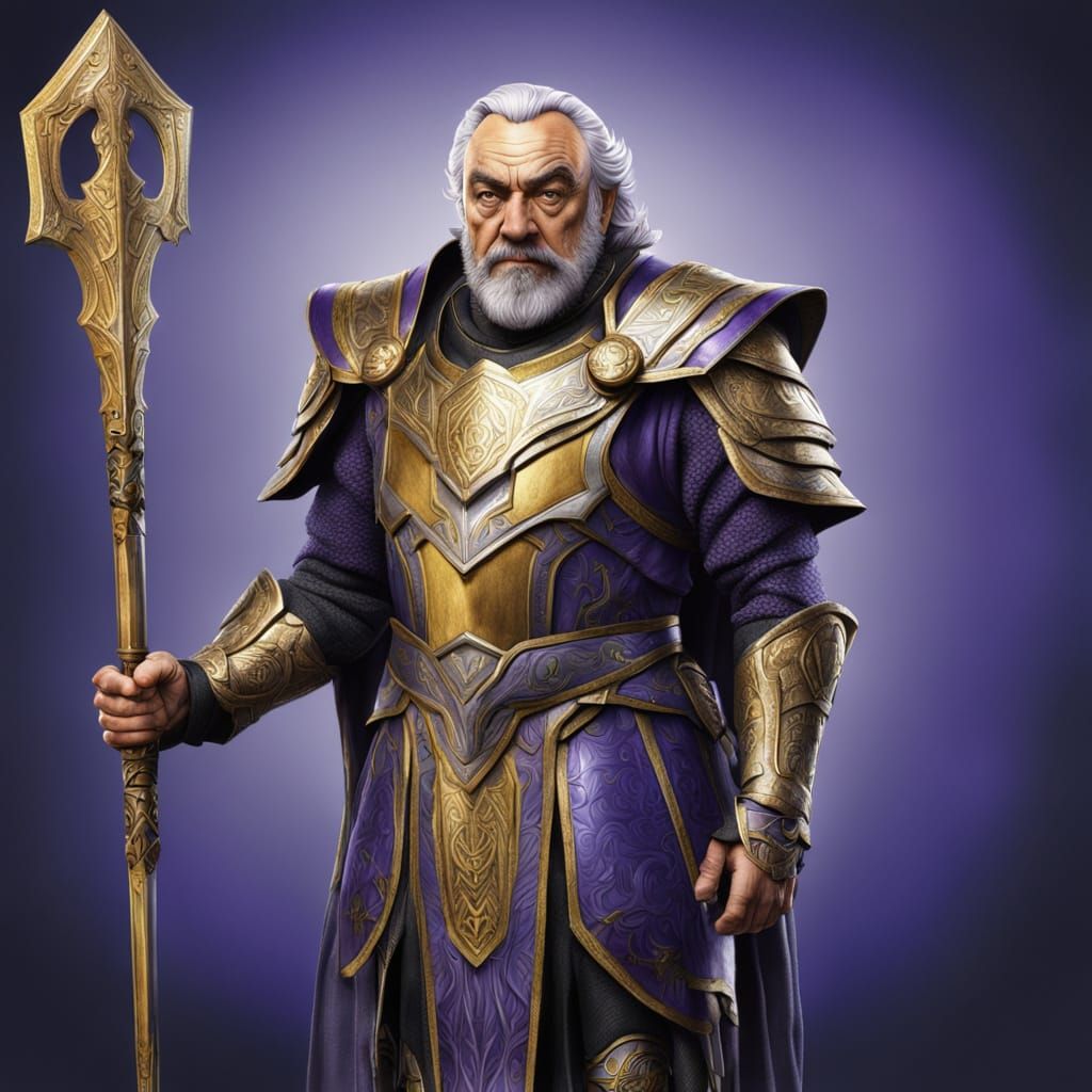 Regal Figure in Futuristic Armor