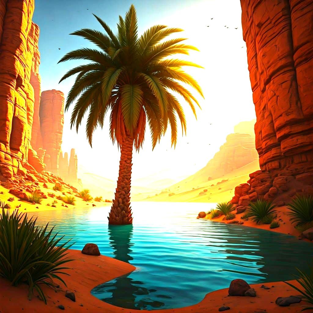 Desert Oasis: Fantasy Concept Art in 8k