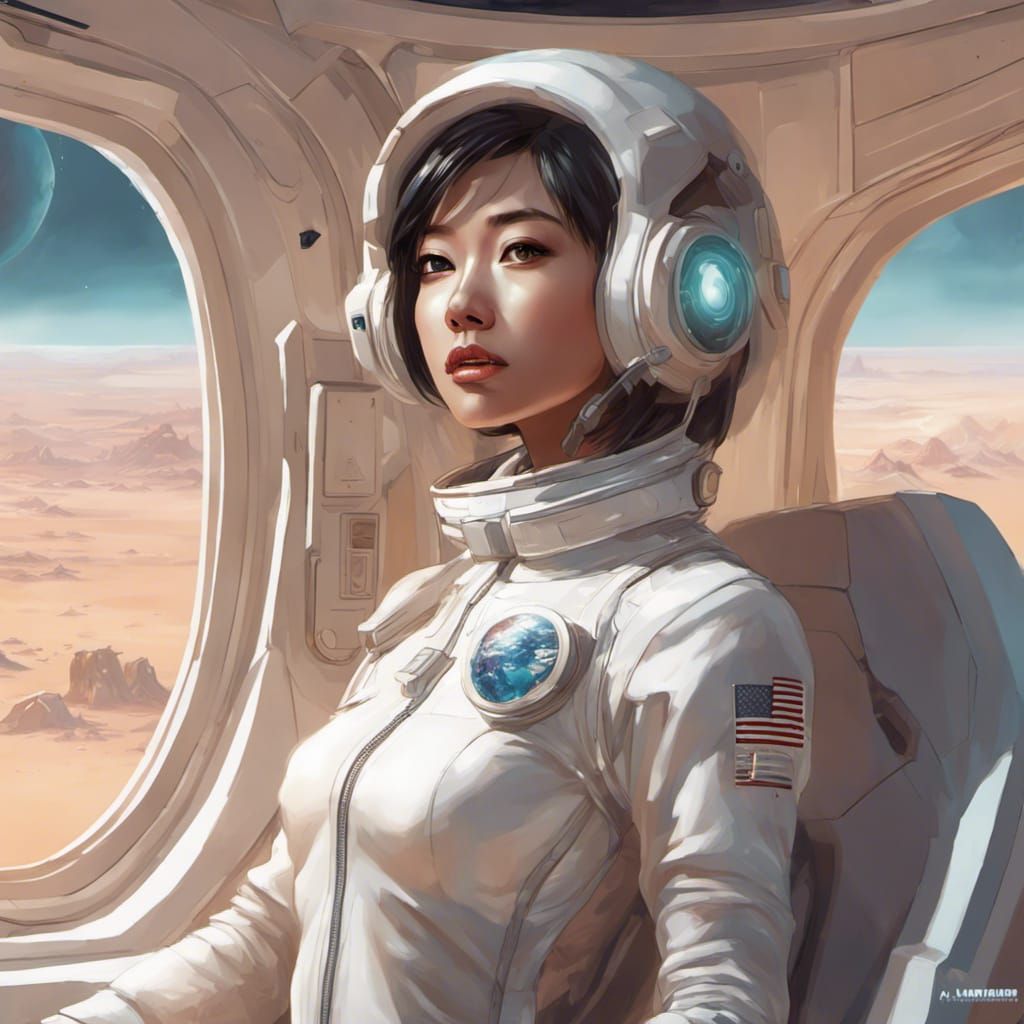 Astronaut in Futuristic Capsule: Digital Art Portrait