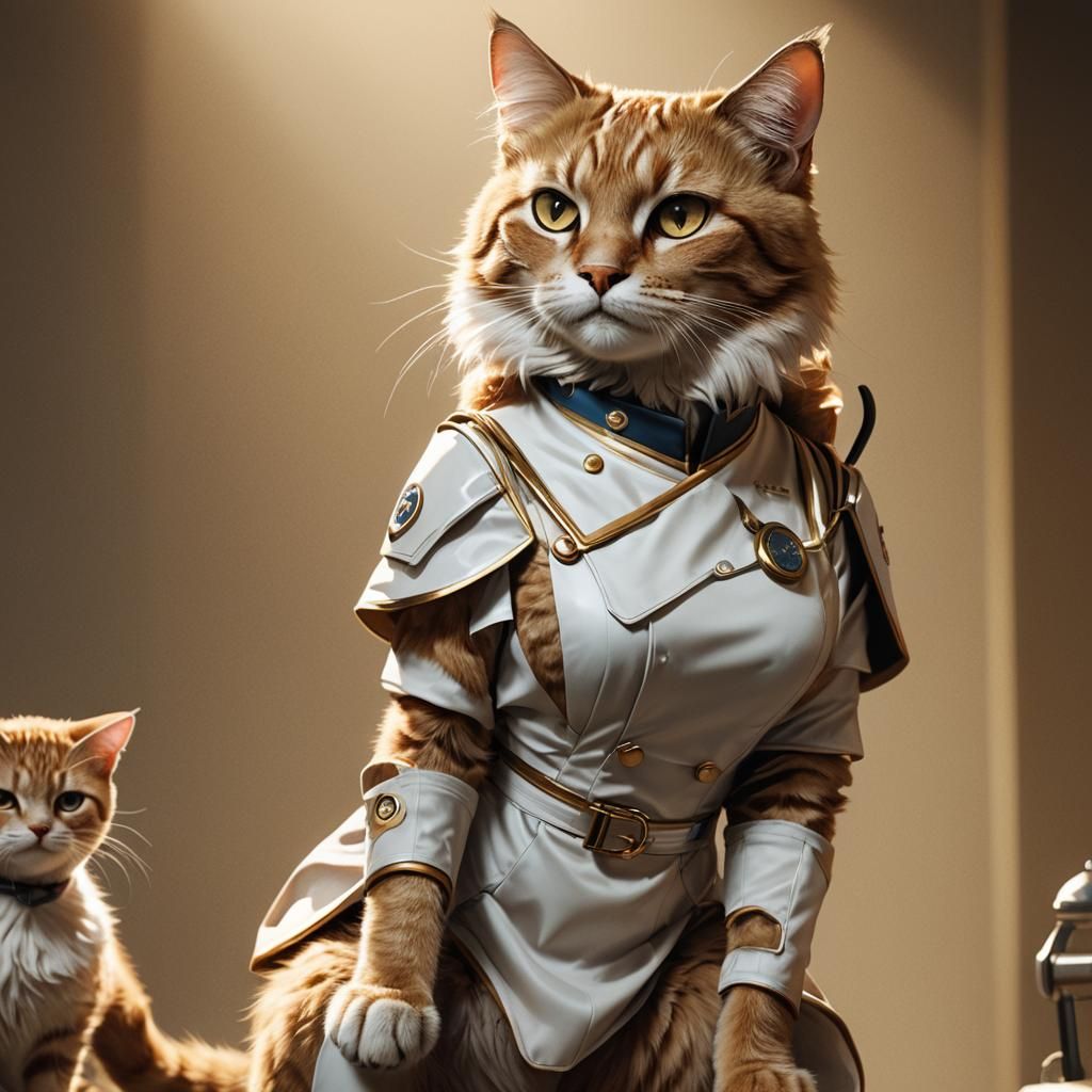 Dramatic Cat Nurse Concept Art in 3D