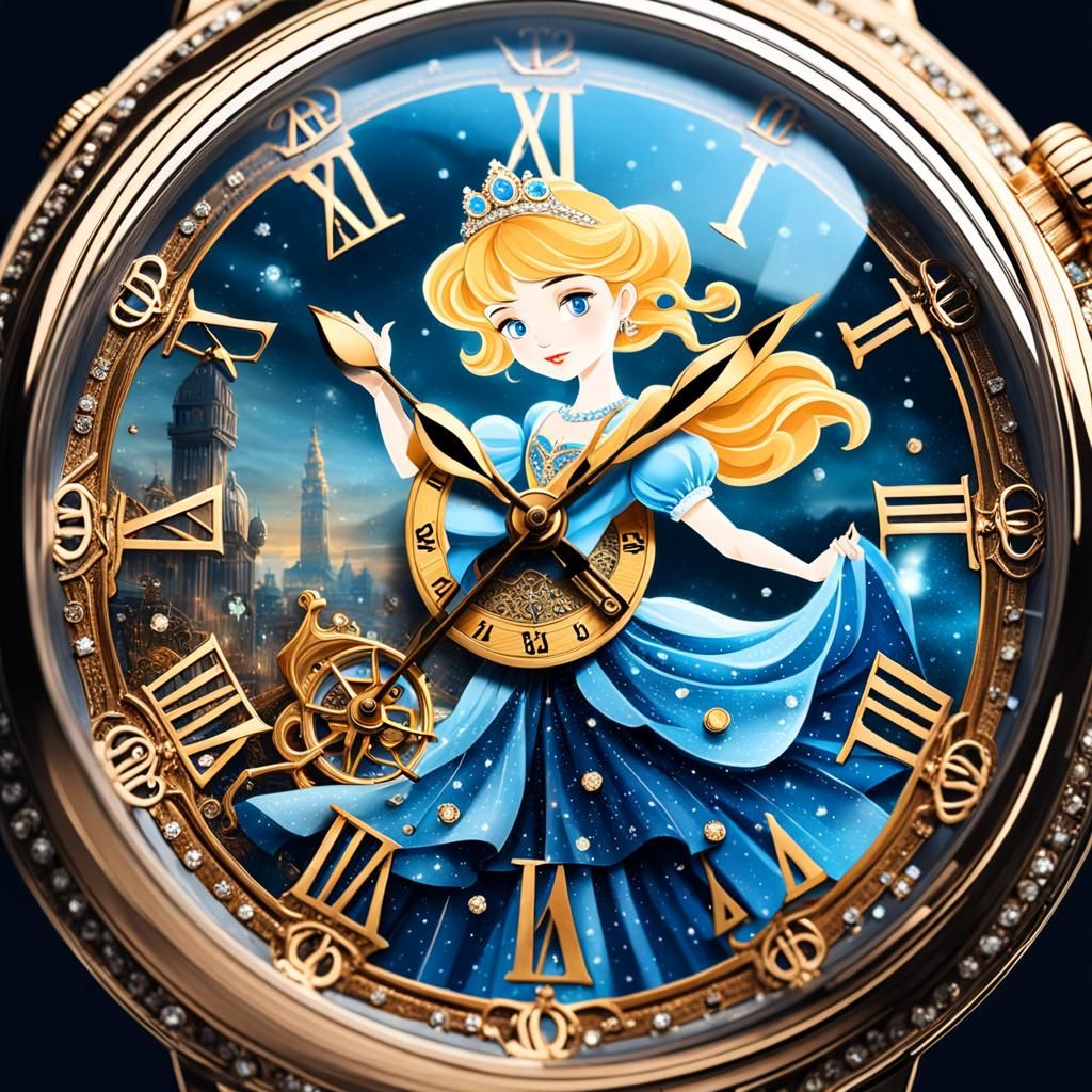 Cinderella-Inspired Crystal Clock with Mouse and Dress
