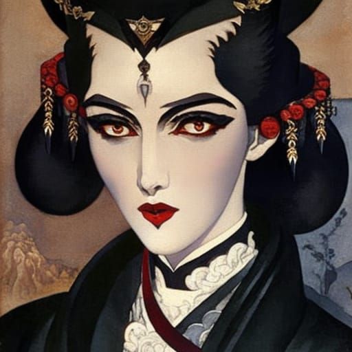 Noble Vampire Lord Enjoys Onigiri, Classical Portrait