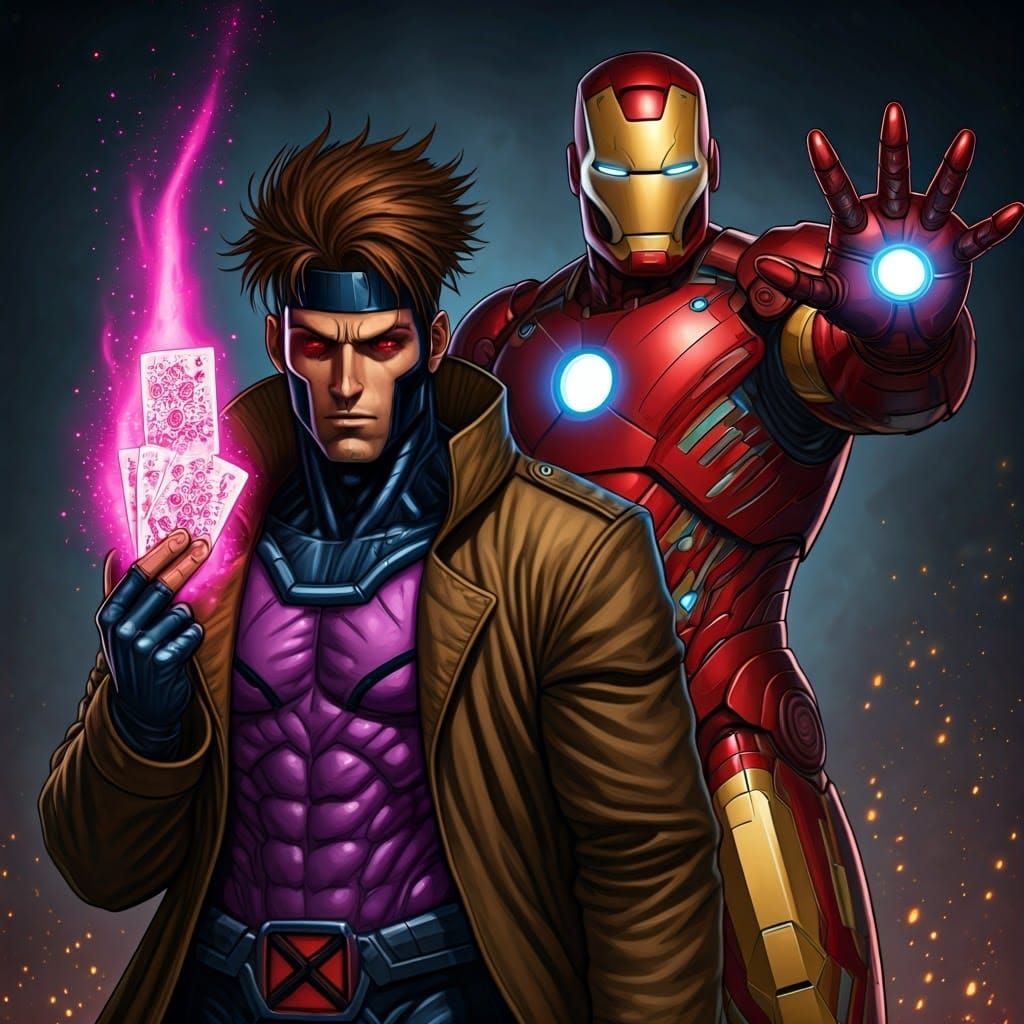 Gambit and Iron Man Team Up in Comic Art
