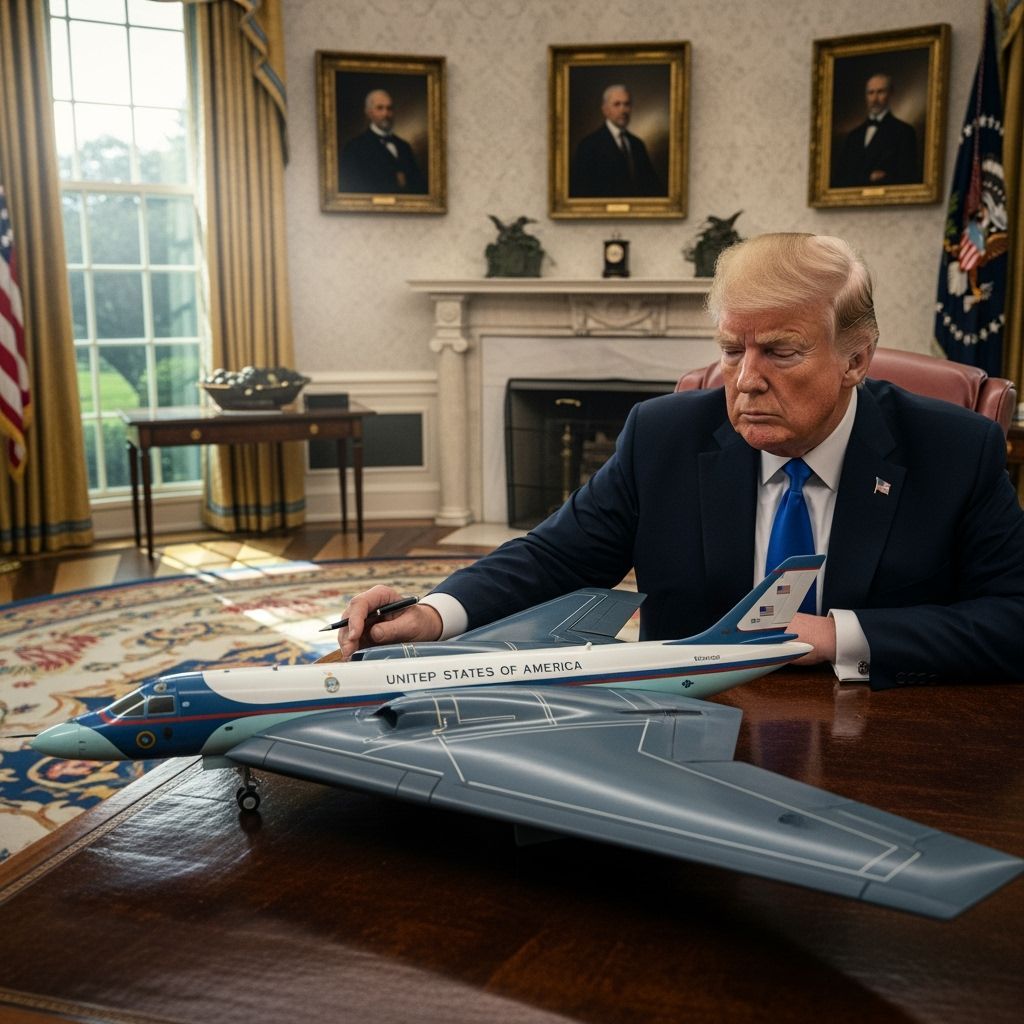 Trump Studies Air Force One B-2 Bomber Model