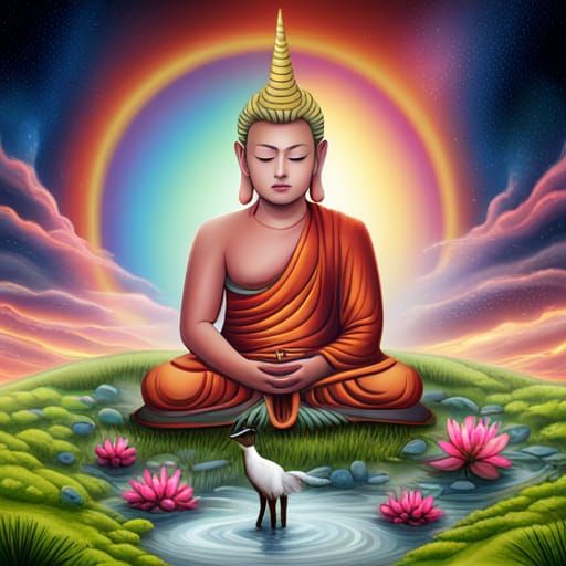 Buddhist Unicorn Digital Art