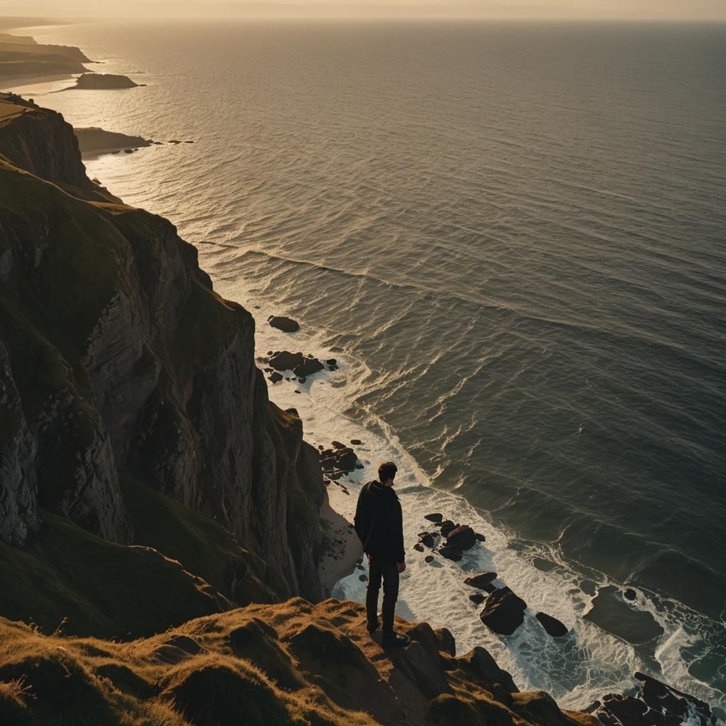 Dramatic Silhouette Over Golden Hour Landscape