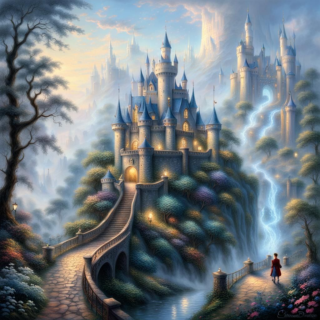 Ethereal Fantasy Castle in Misty Town