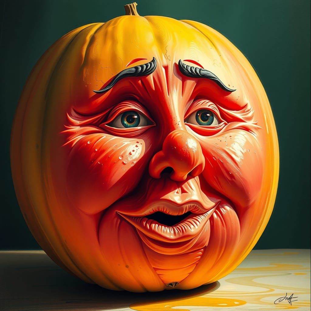 Whimsical Surrealist Fruit Still Life