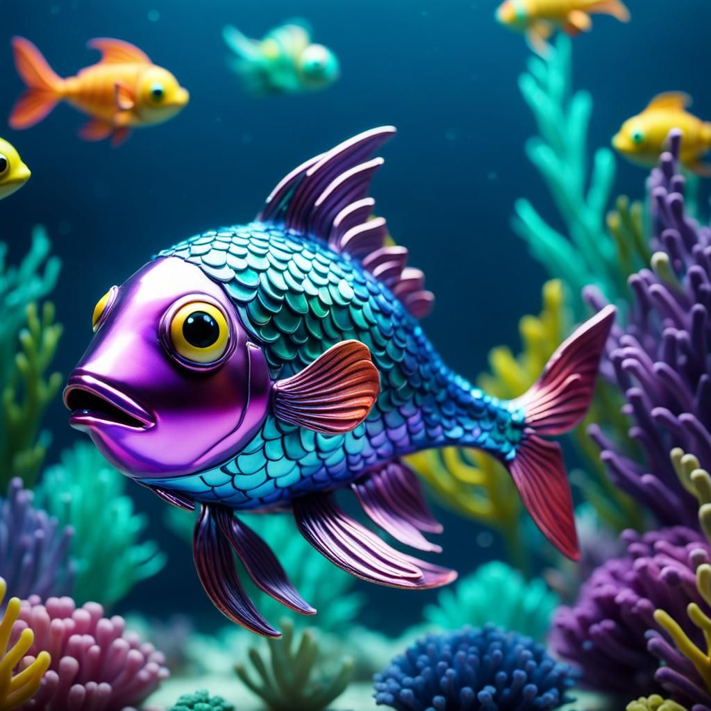 Iridescent Fish in Eccentric Claymation Underwater World