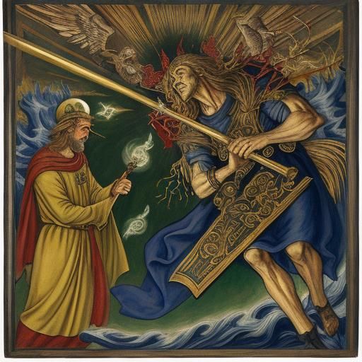 Hedgehog, Mezuzah, and Lightning in Expressionist Style