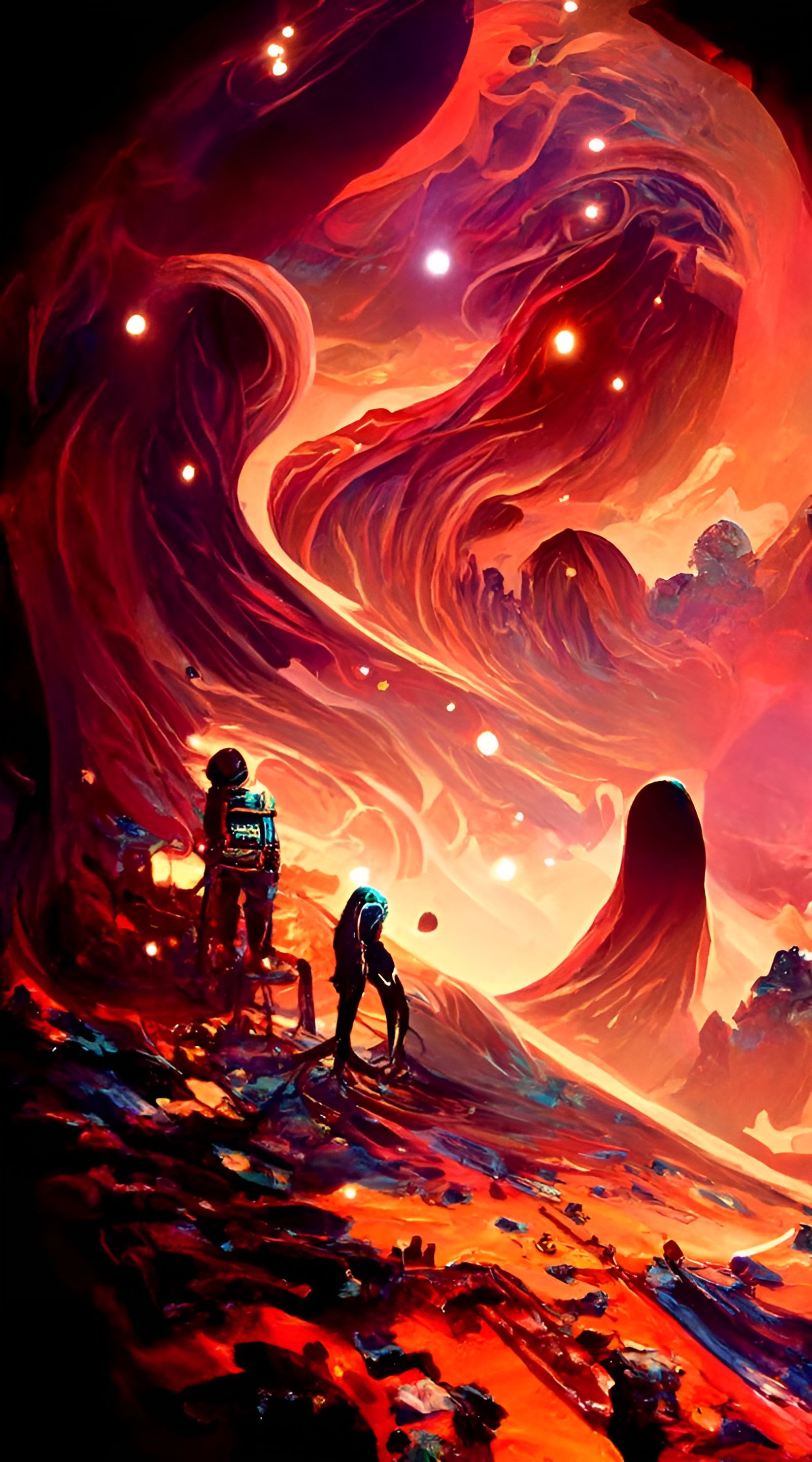 Vibrant Cosmic Landscape as Digital Art