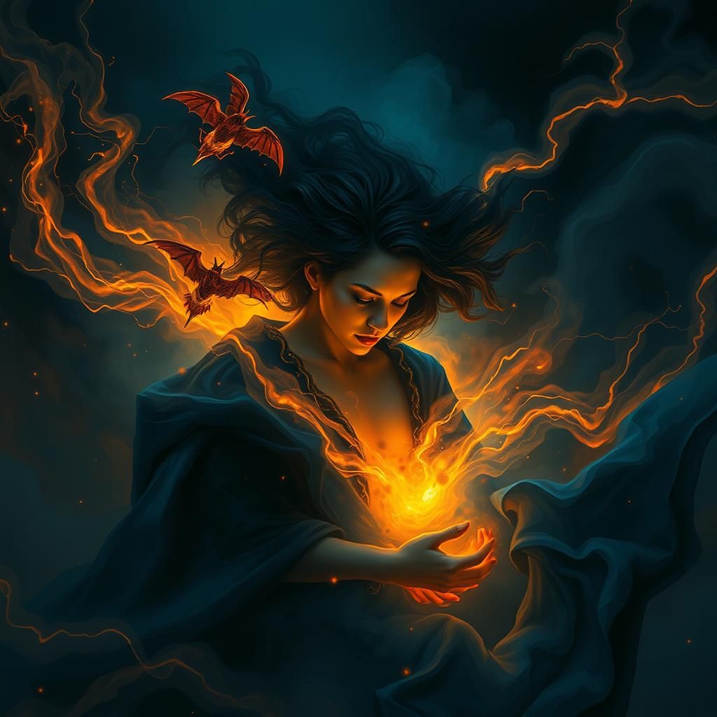 Dreamlike Woman Emerges from Ethereal Mist