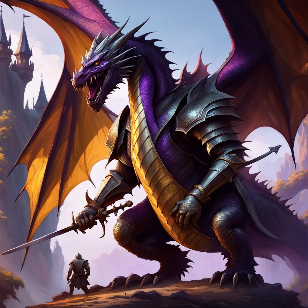 Knight on Dragon: Dark Fantasy Concept Art