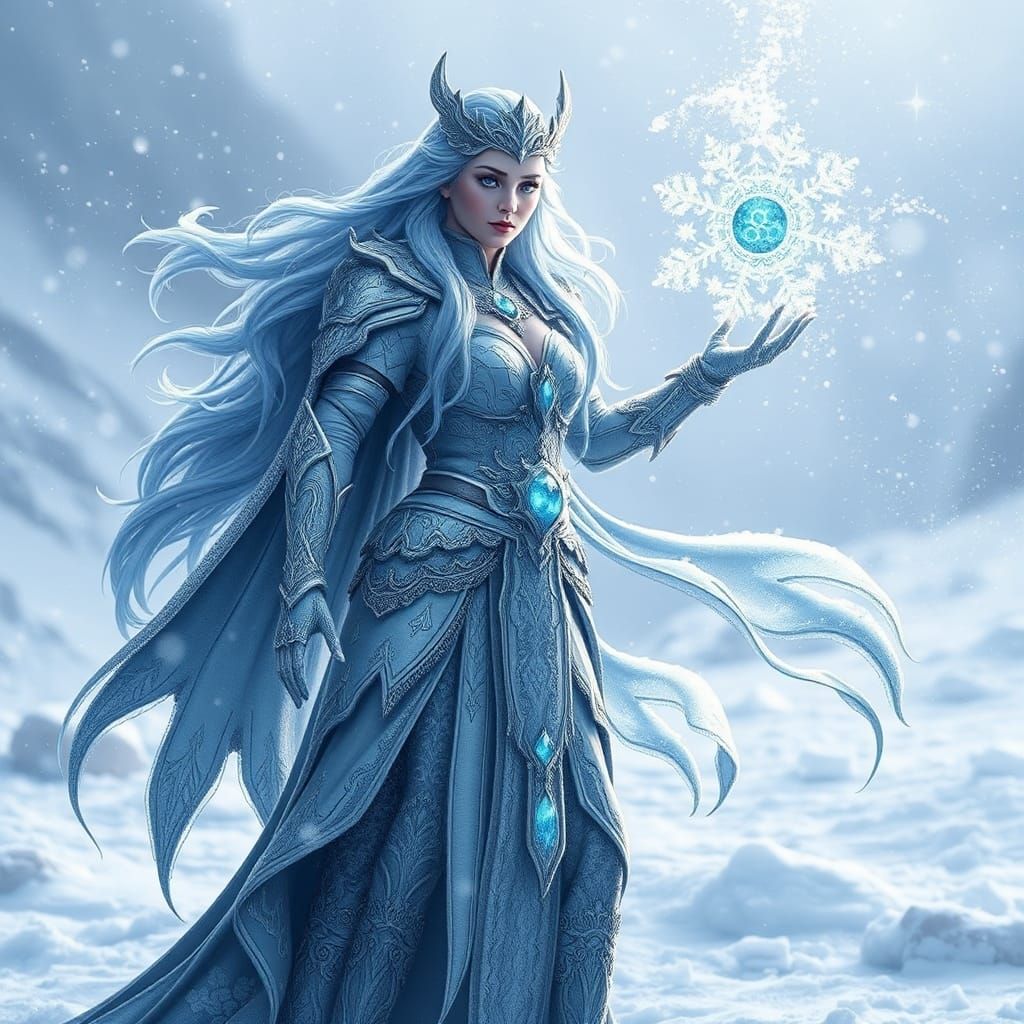 Frost Maiden in Rococo Armor Summons Snowstorm