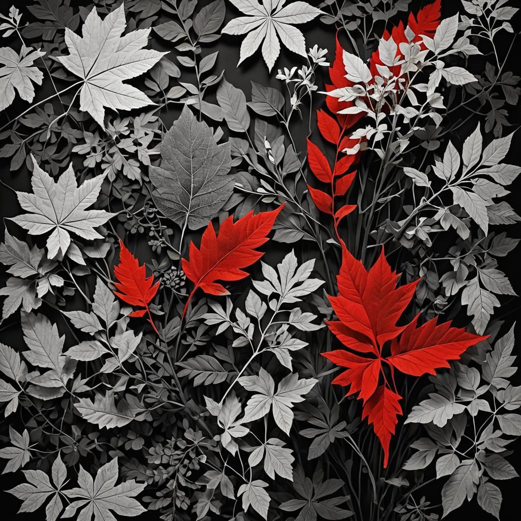 Abstract Rayograph in Black and White with Solarization