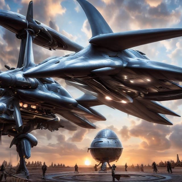 Secret Hangar Scene: Alien Aircraft & Scientists