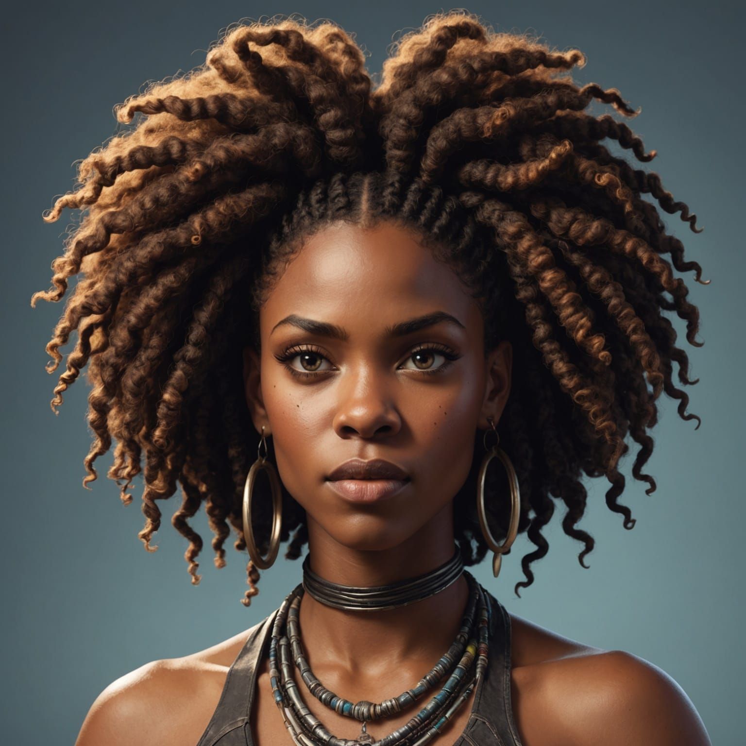 Pixar-esque Portrait: Fierce Centaur Woman with Locs