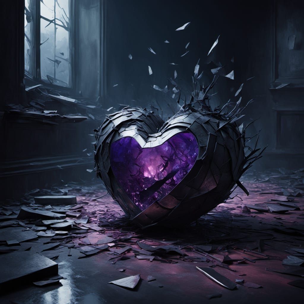 Surreal Shattered Heart in Dark Academia Style