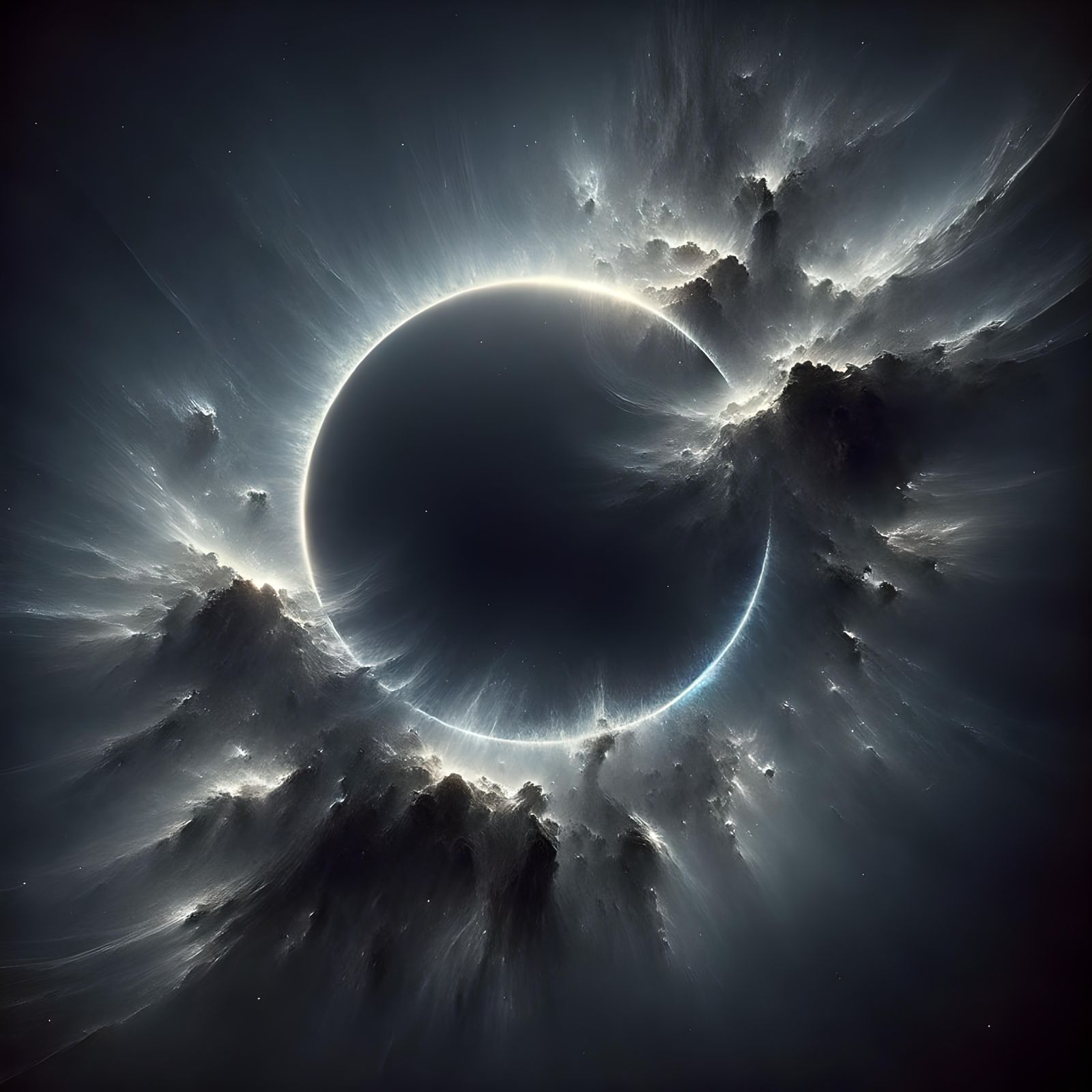 Ominous Halo Ring in Void, Cinematic Oil Painting