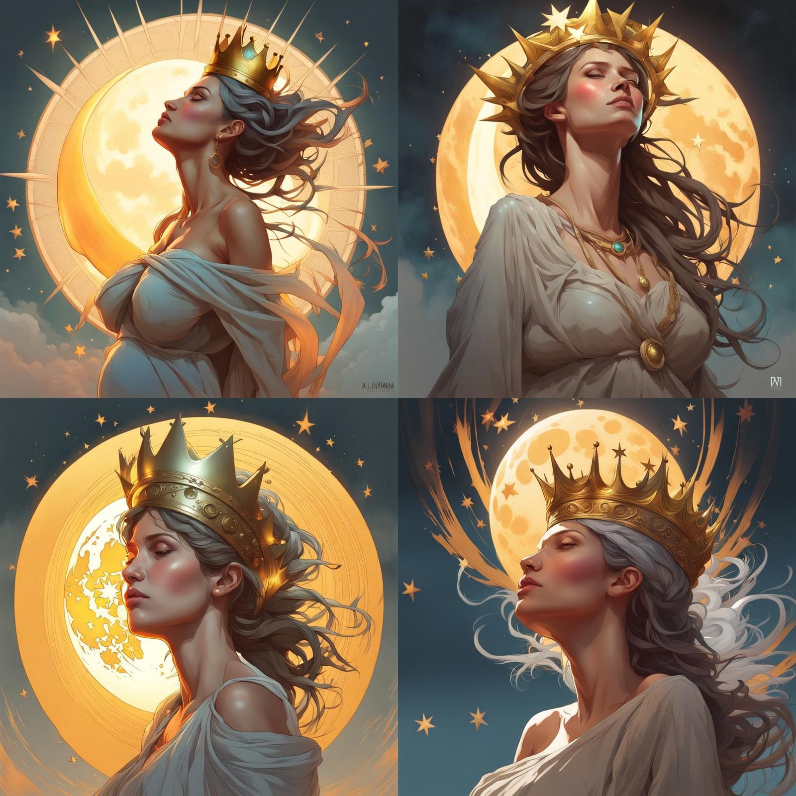 Woman Clothed in Sun Agony: Art Nouveau Portrait