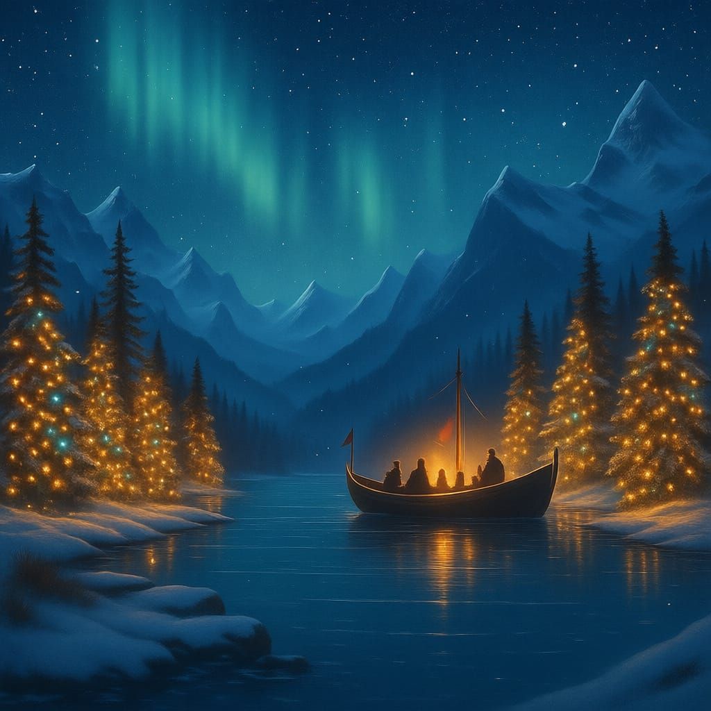 Dirigible Flies Through Swiss Alps Under Starry Night Sky