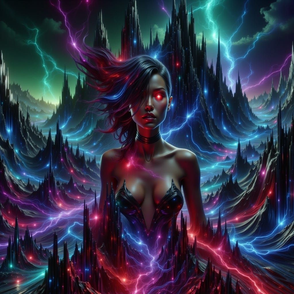 Sinister Woman Portrait in Comic Art Style