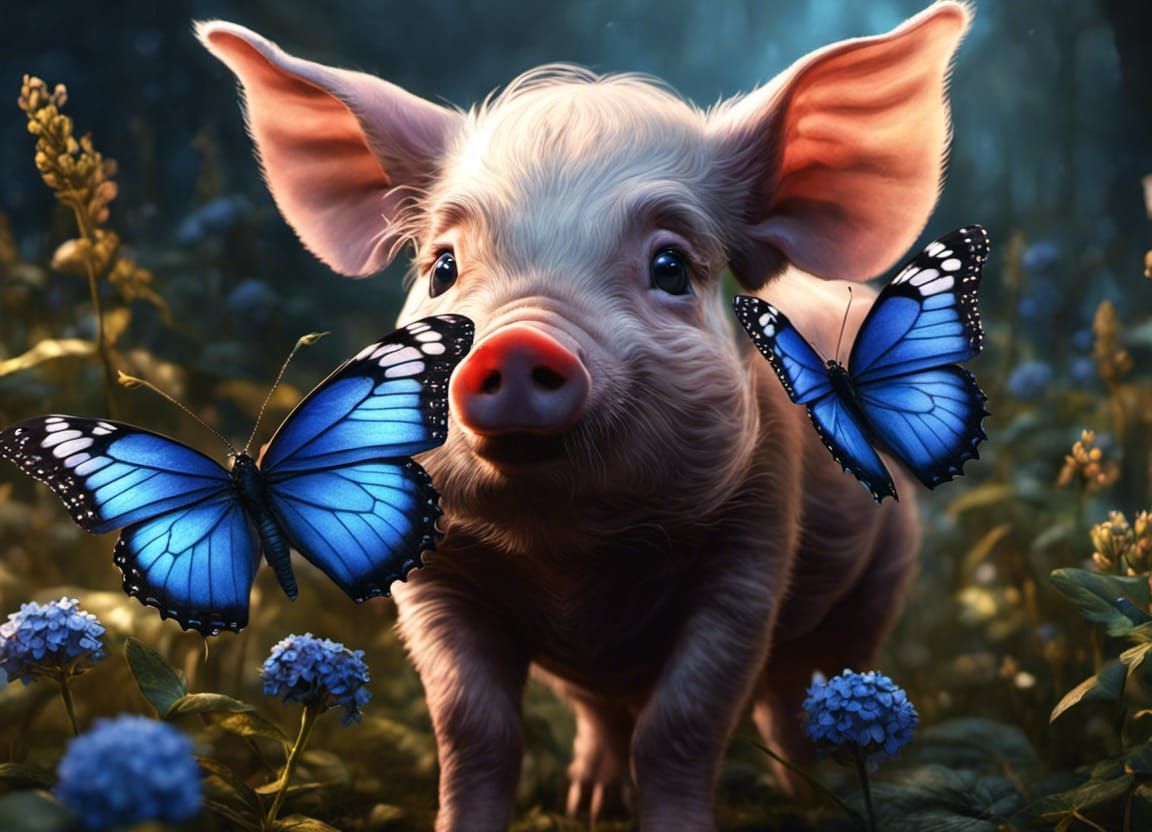 Piglet with Blue Flowers: A Dark Fantasy Masterpiece