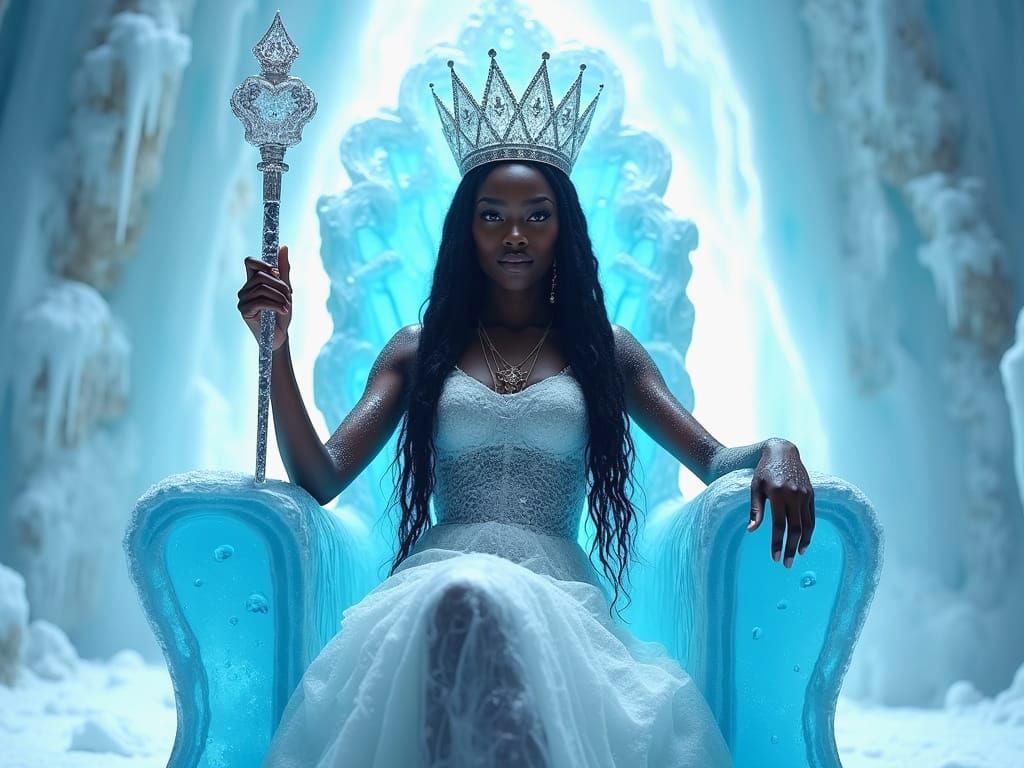 Bantu Ice Queen in Icy Throne Room