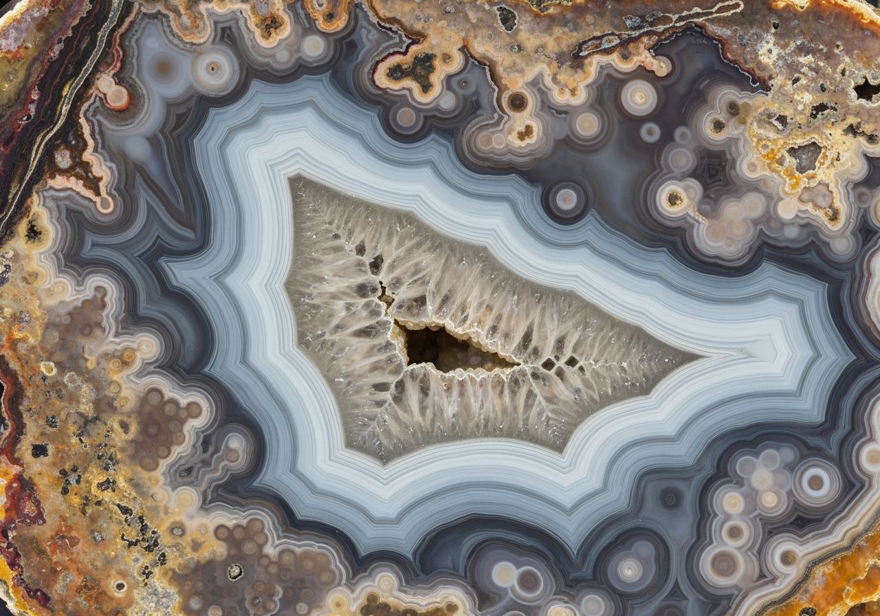 Complex Agate Slice Close-Up Photograph