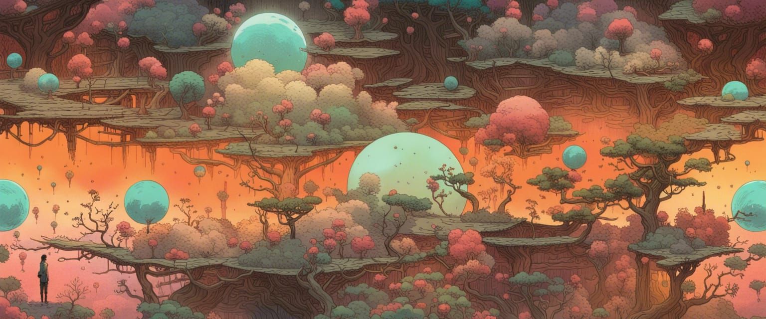 Moonlit Zen Garden Digital Painting