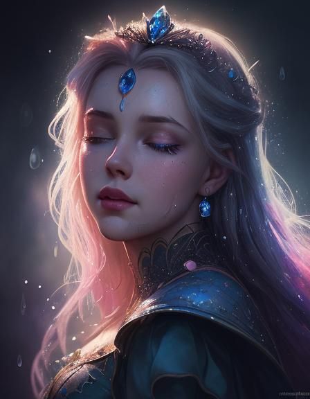 Sleeping Beauty with Shining Eyes in Hyperrealistic Style