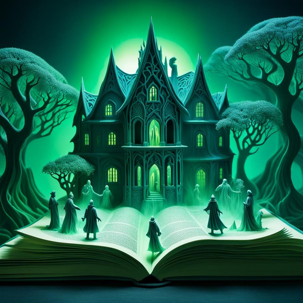 Ethereal Pop-Up Book with Wraith Figures