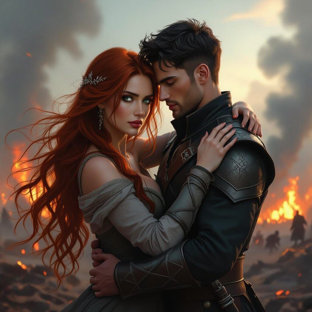 Epic Battlefield Embrace: Digital Matte Painting