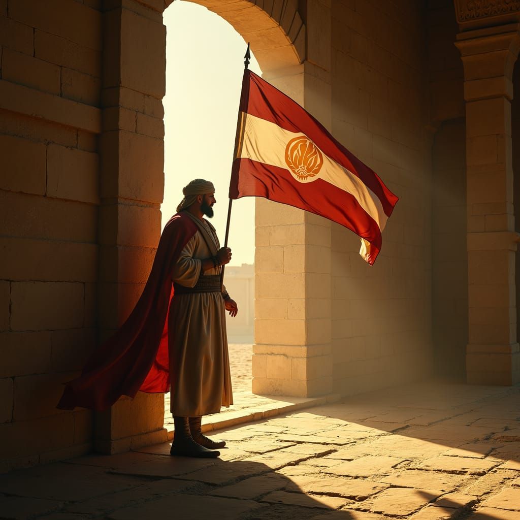 Saladin with Kurdistan Flag in Cinematic Lighting