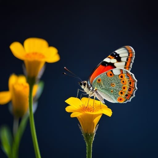 Butterflies and Wildflowers in Botanical Illustration Style
