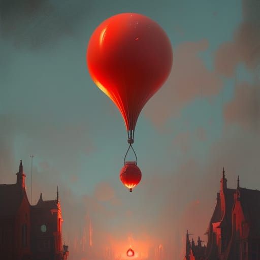 Scary Red Balloon: Dark Fantasy Concept Art