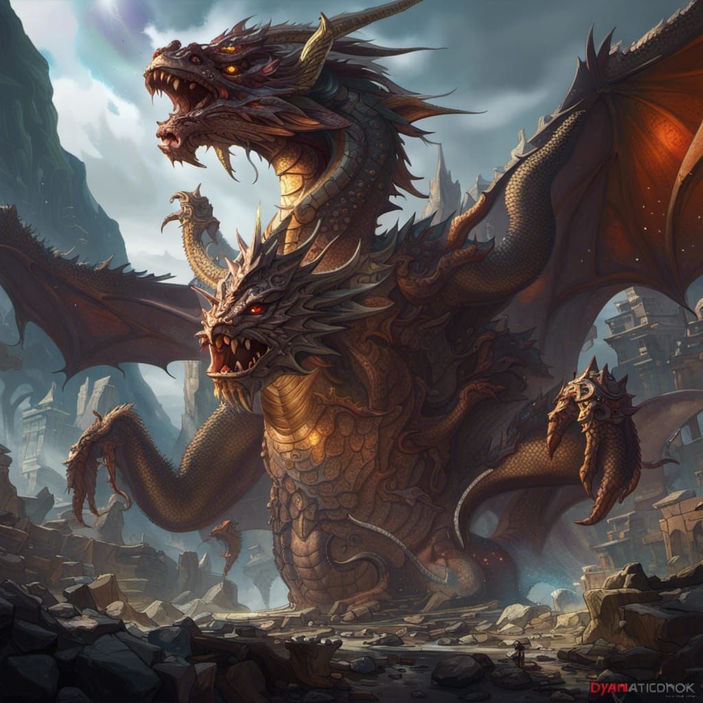 Detailed Dragon God Concept Art in Art Nouveau Style