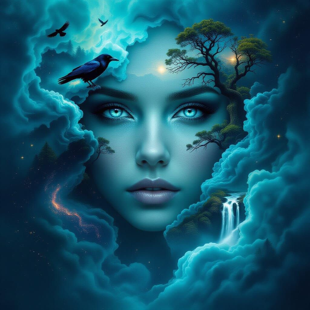 Ethereal Face Emerges from Cosmic Nebula