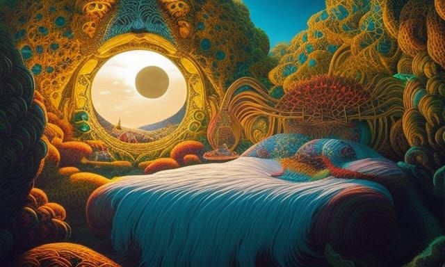 Surreal Sun and Moon Bed in Fairytale Style