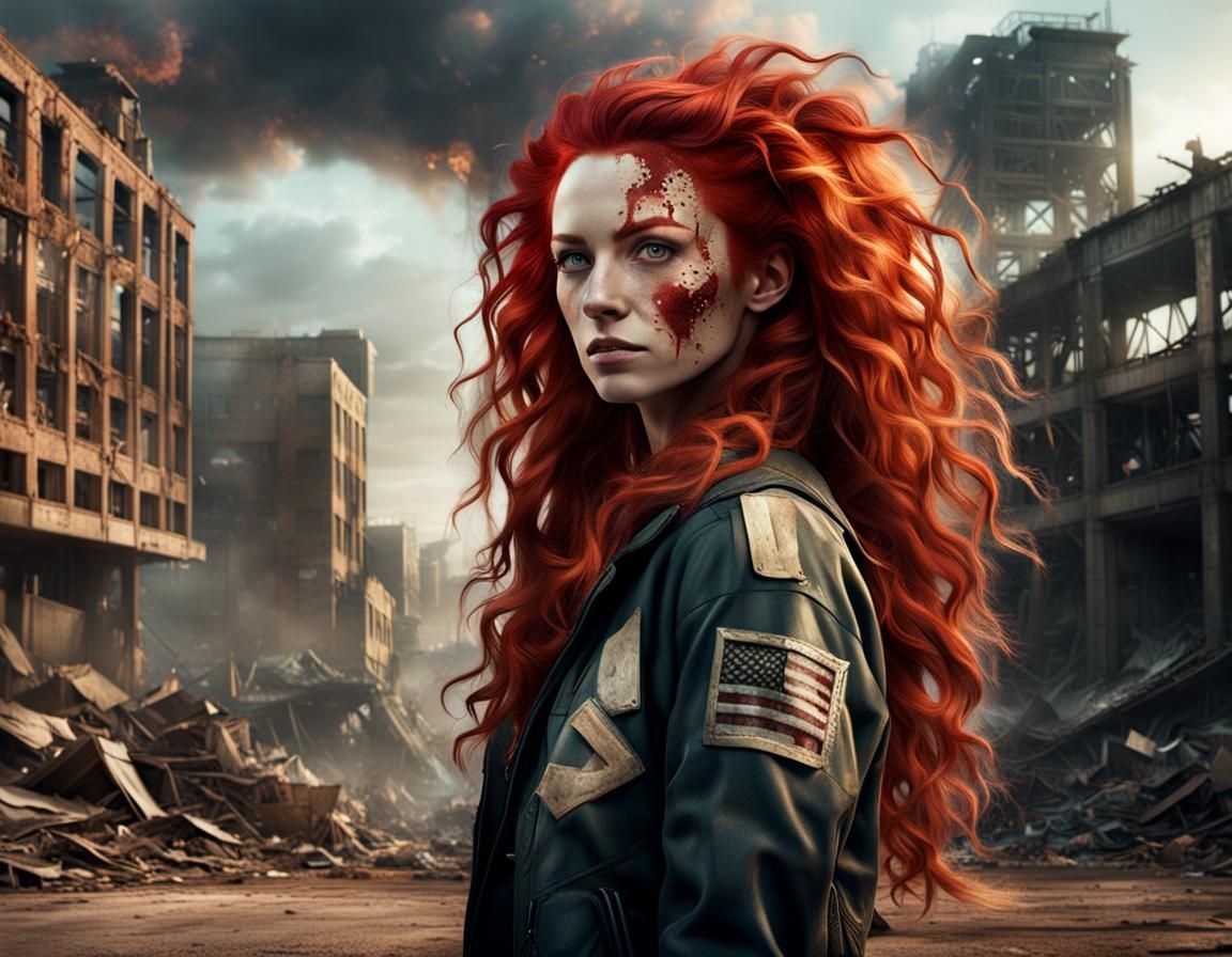 Post-Apocalyptic Cheerleader with Red Hair