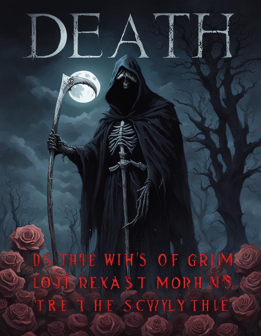 Grim Reaper with Withered Rose in Dark Fantasy Style
