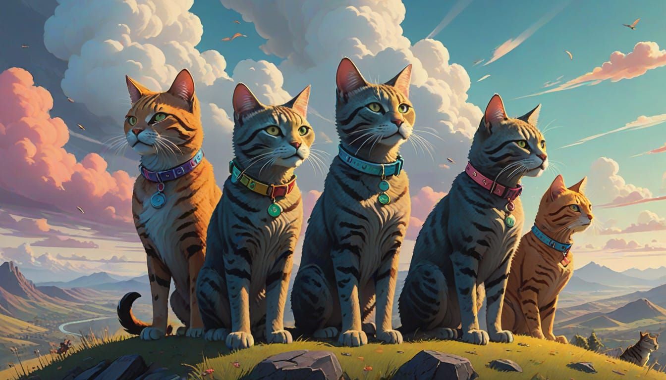 Feline Frenzy Dominates Whimsical Canine Companions in Dream...