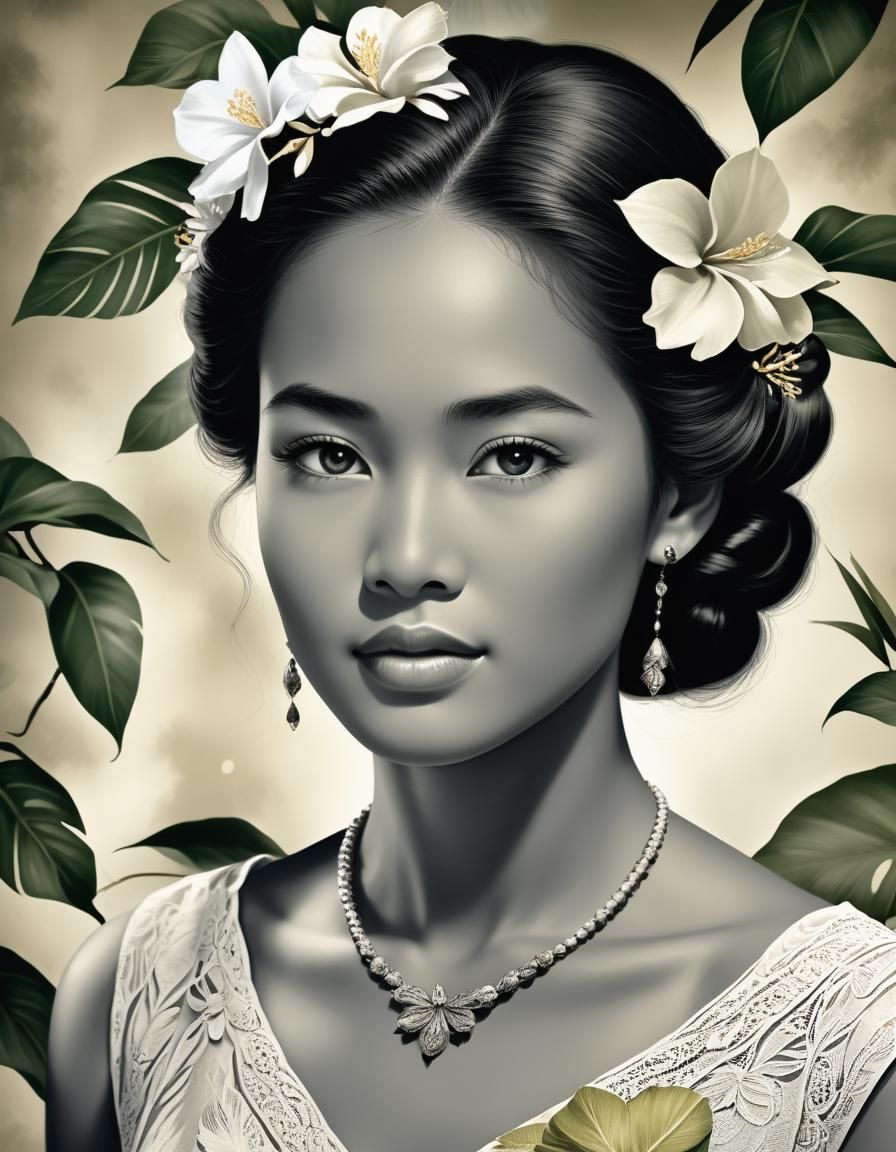 Elegant Woman Portrait with Vintage Natural Look