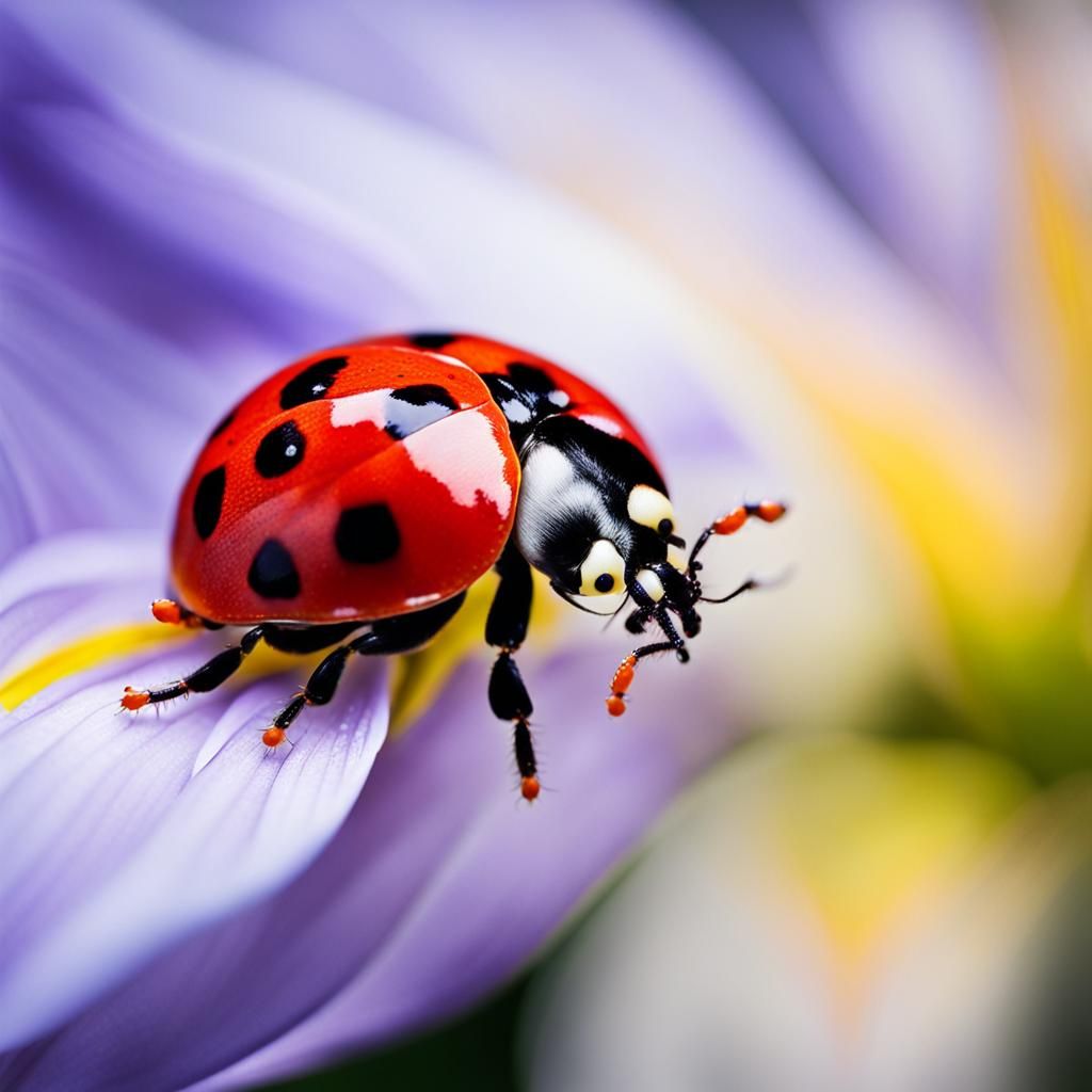 Ladybug on Iris Flower Macro Photography