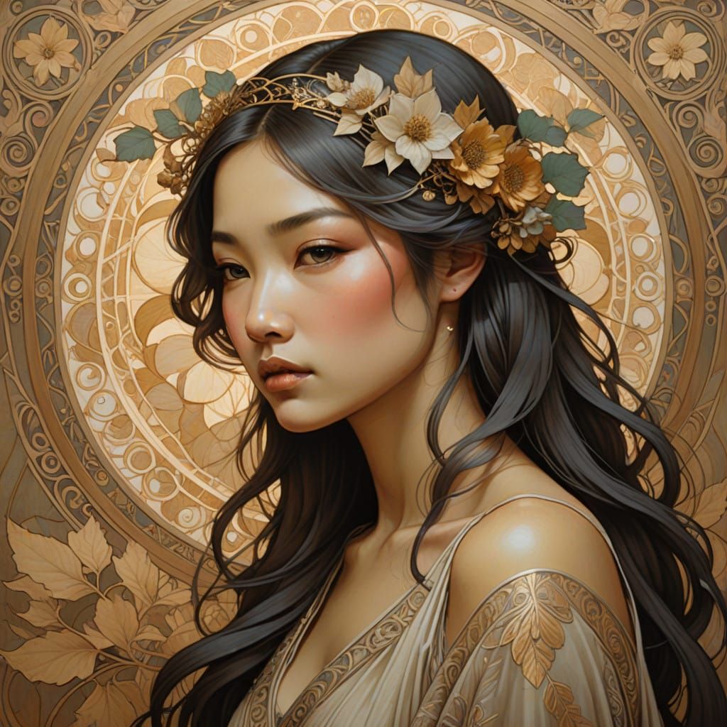 Ethereal Woman in Silk, Renaissance-Inspired