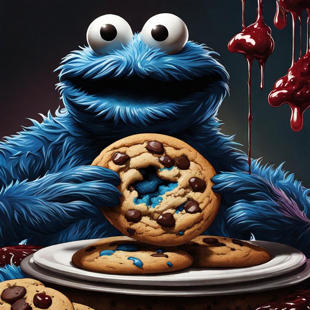 Horror Cookie Monster with Sharp Teeth