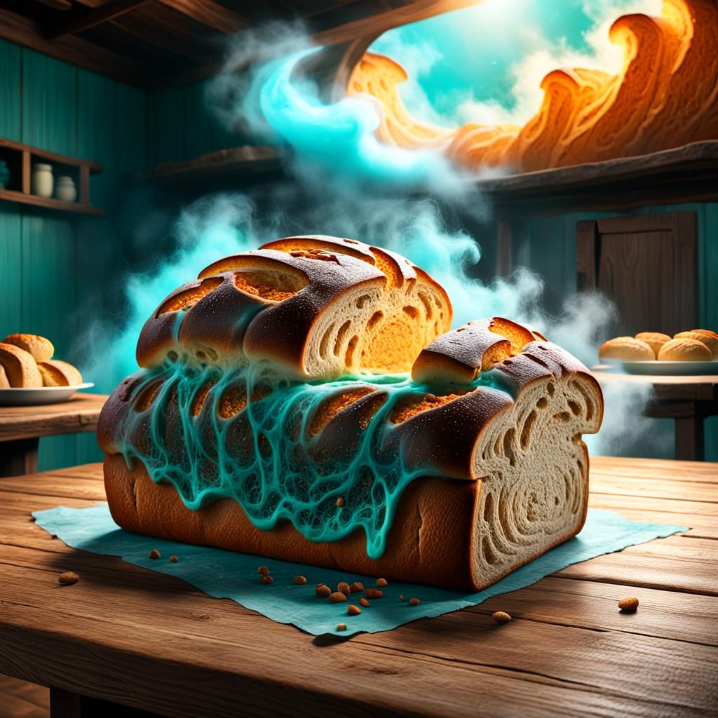 Ethereal Bread with Surprise Filling: Digital Art