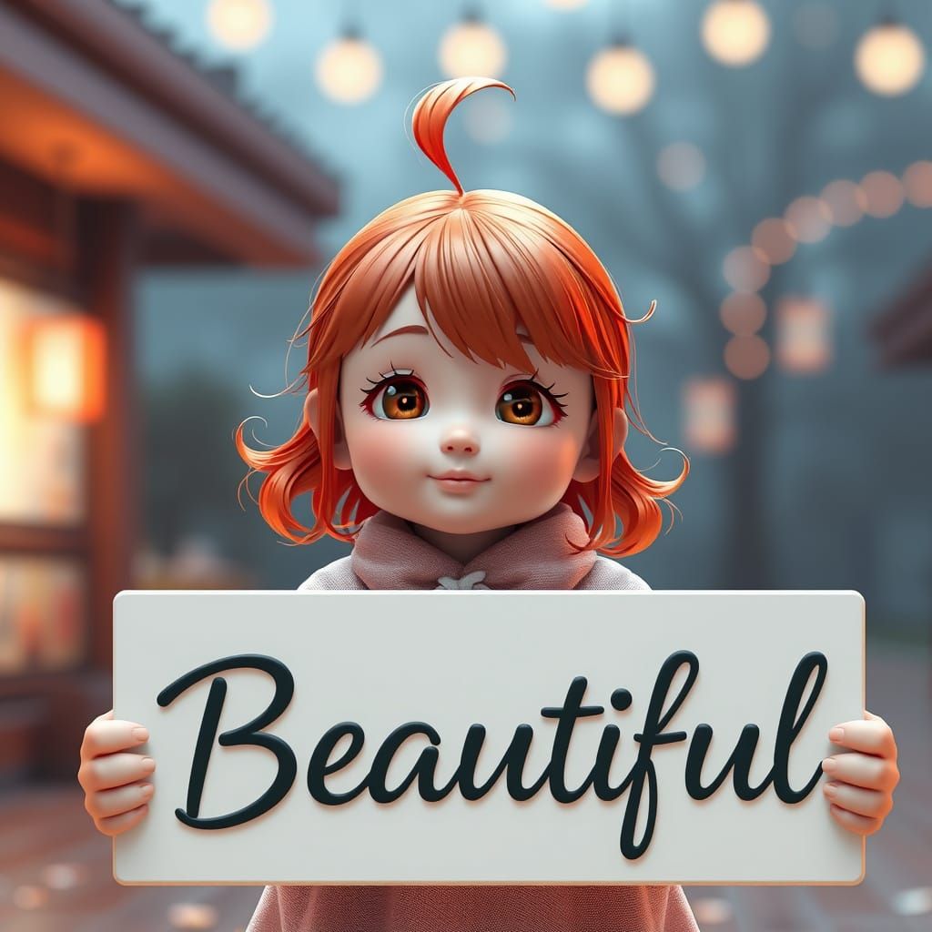 Cute Anime-Inspired Baby Holds Up a Heartfelt Sign