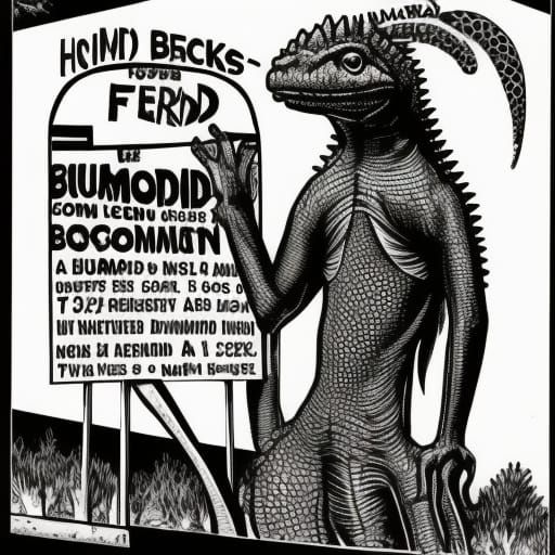 Post-Apocalyptic Lizard Mutant Billboard Comic Art